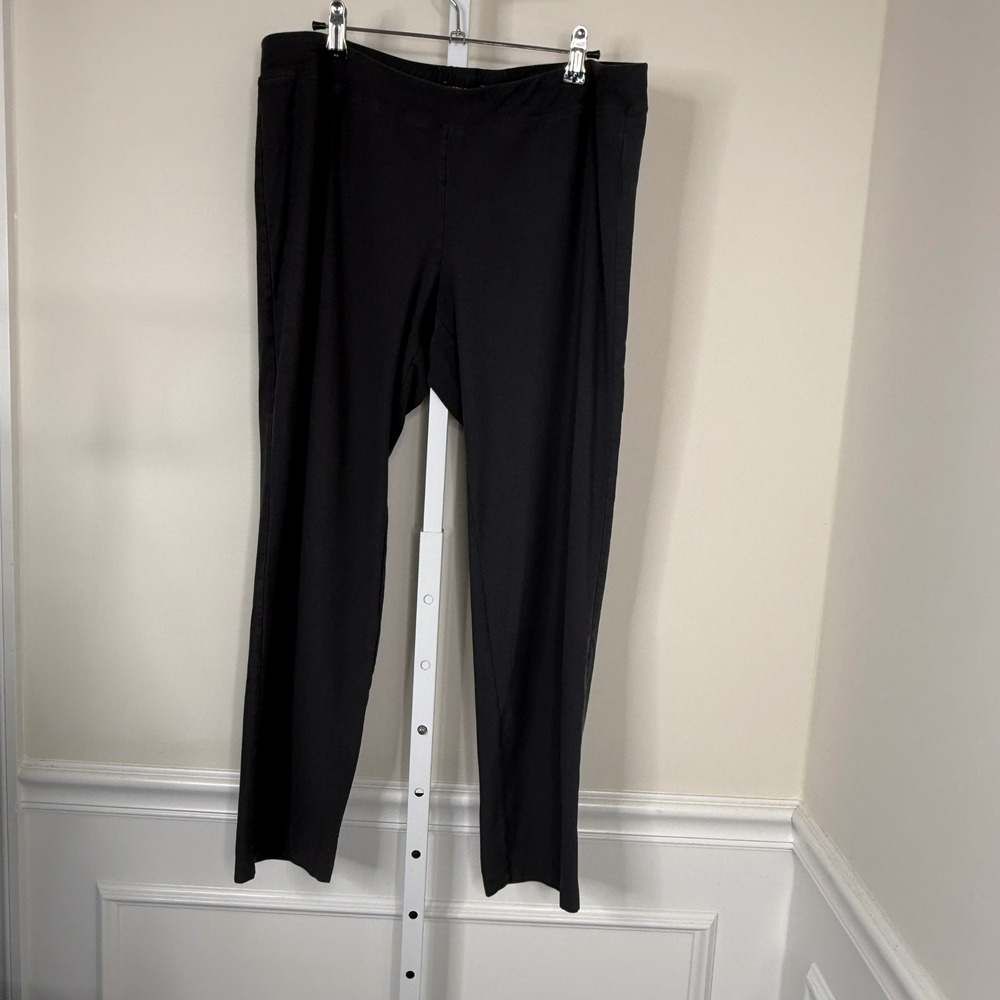 Eileen Fisher Womens L G‎ Black Stretch Comfort Ankle Pants Elastic Waist